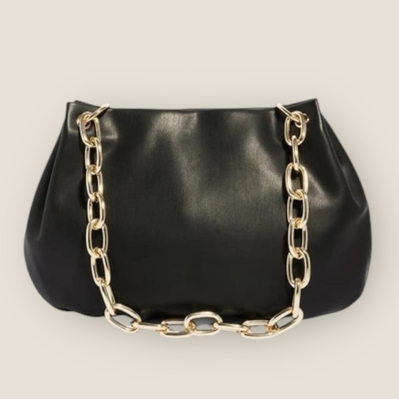 House of Want | We Inspire Vegan Leather Shoulder Bag | Black & Gold | Medium - Picture 1 of 14